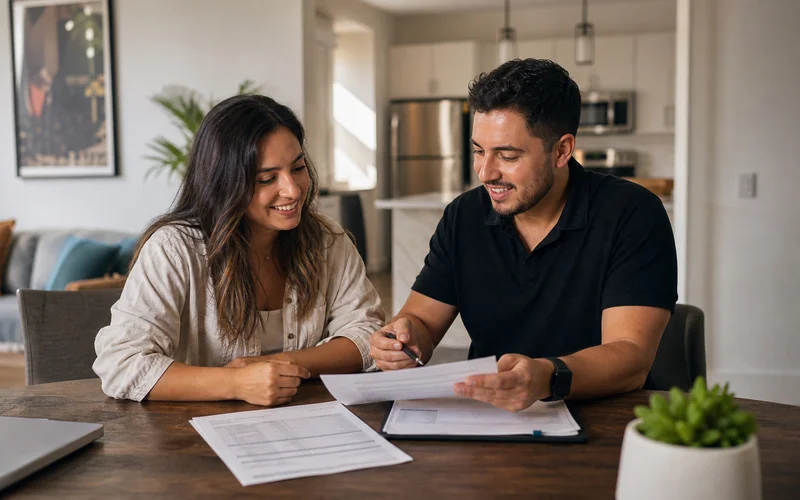 Austin Second Chance Apartments locator reviewing income documents for a no credit check apartment approval