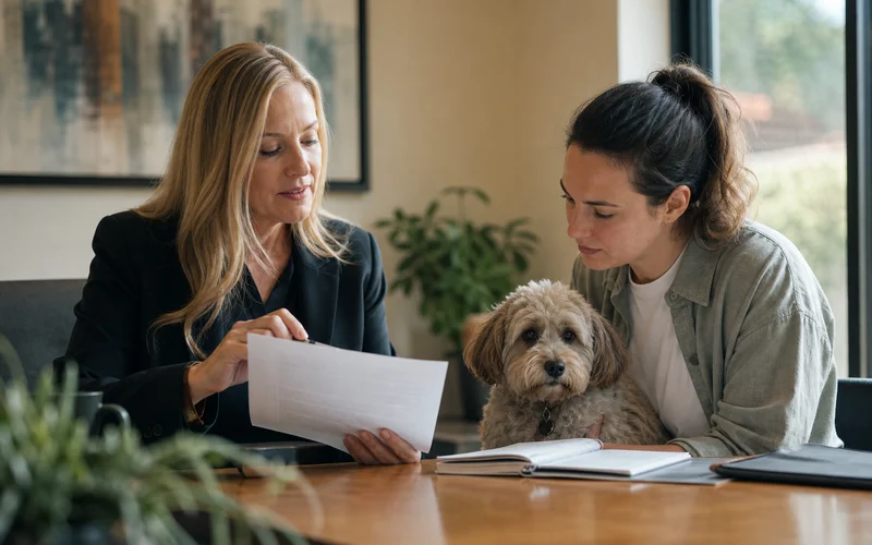 Austin Second Chance Apartments realtor reviewing ESA accommodation paperwork at a Travis County leasing office