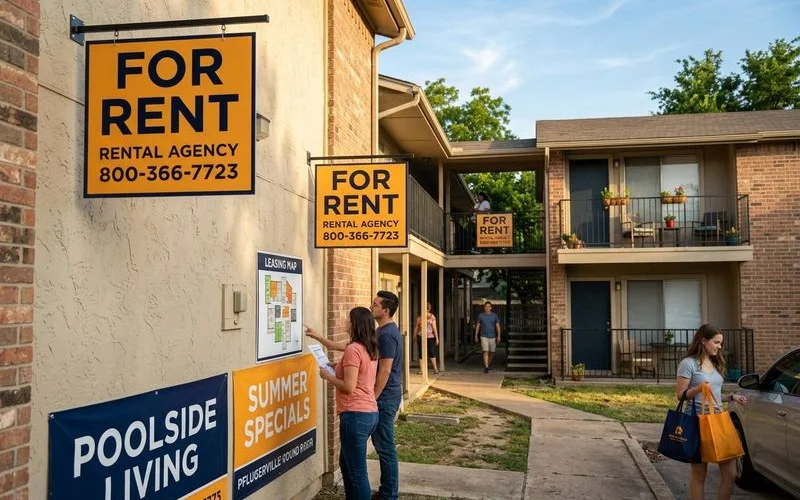 Suburban Austin properties during summer moving rush