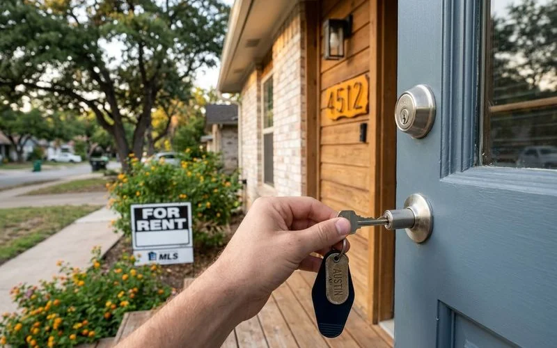 Suburban house with key for private MLS home rentals in the Greater Austin area