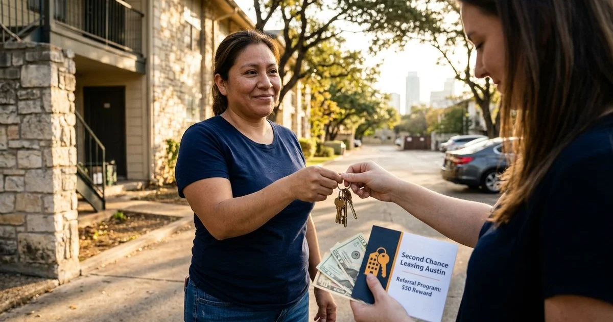 Austin Second Chance Apartments $50 referral reward promotion