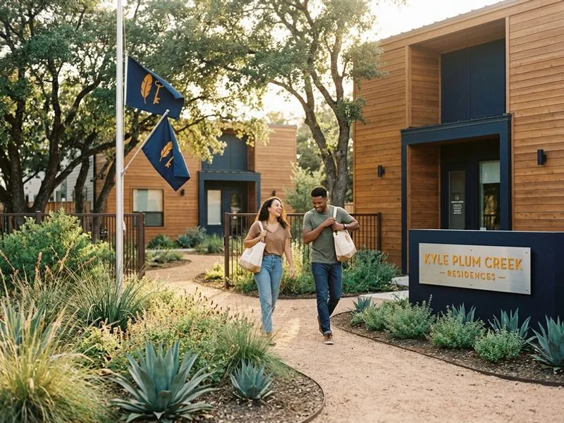 Modern rental community near Plum Creek in Kyle, Texas with community pool
